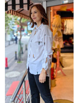 İnsan Figür Nakışlı Kadın Gömlek | Rahat Kesim Pamuk Gömlek Modelleri
