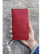 El Yapımı Kırmızı Deri Kartlık Cüzdan | Minimalist Bifold Cüzdan