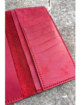 El Yapımı Kırmızı Deri Kartlık Cüzdan | Minimalist Bifold Cüzdan