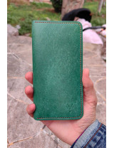 El Yapımı Su Yeşili Deri Kartlık Cüzdan | Minimalist Bifold Cüzdan