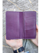 El Yapımı Mor Deri Kartlık Cüzdan | Minimalist Bifold Cüzdan