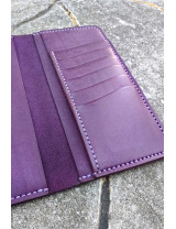 El Yapımı Mor Deri Kartlık Cüzdan | Minimalist Bifold Cüzdan