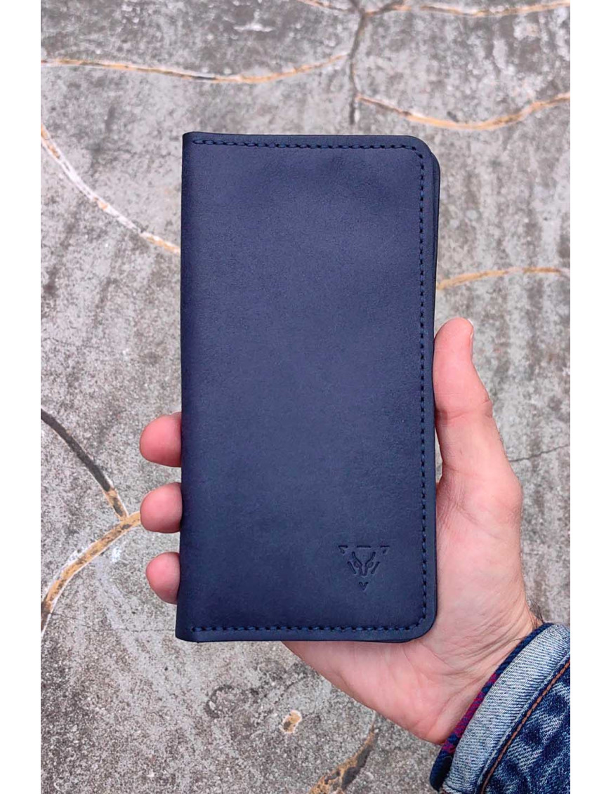 El Yapımı Lacivert Deri Kartlık Cüzdan | Minimalist Bifold Cüzdan
