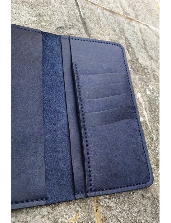 El Yapımı Lacivert Deri Kartlık Cüzdan | Minimalist Bifold Cüzdan
