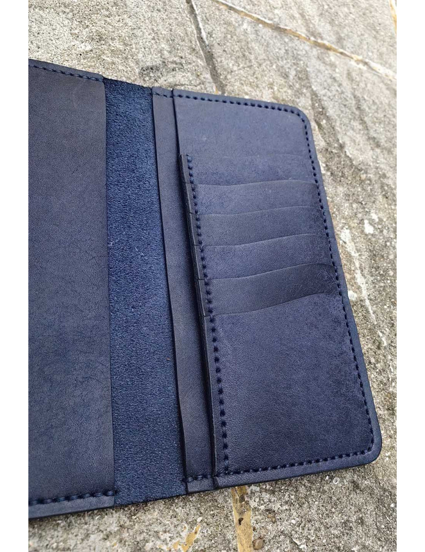 El Yapımı Lacivert Deri Kartlık Cüzdan | Minimalist Bifold Cüzdan