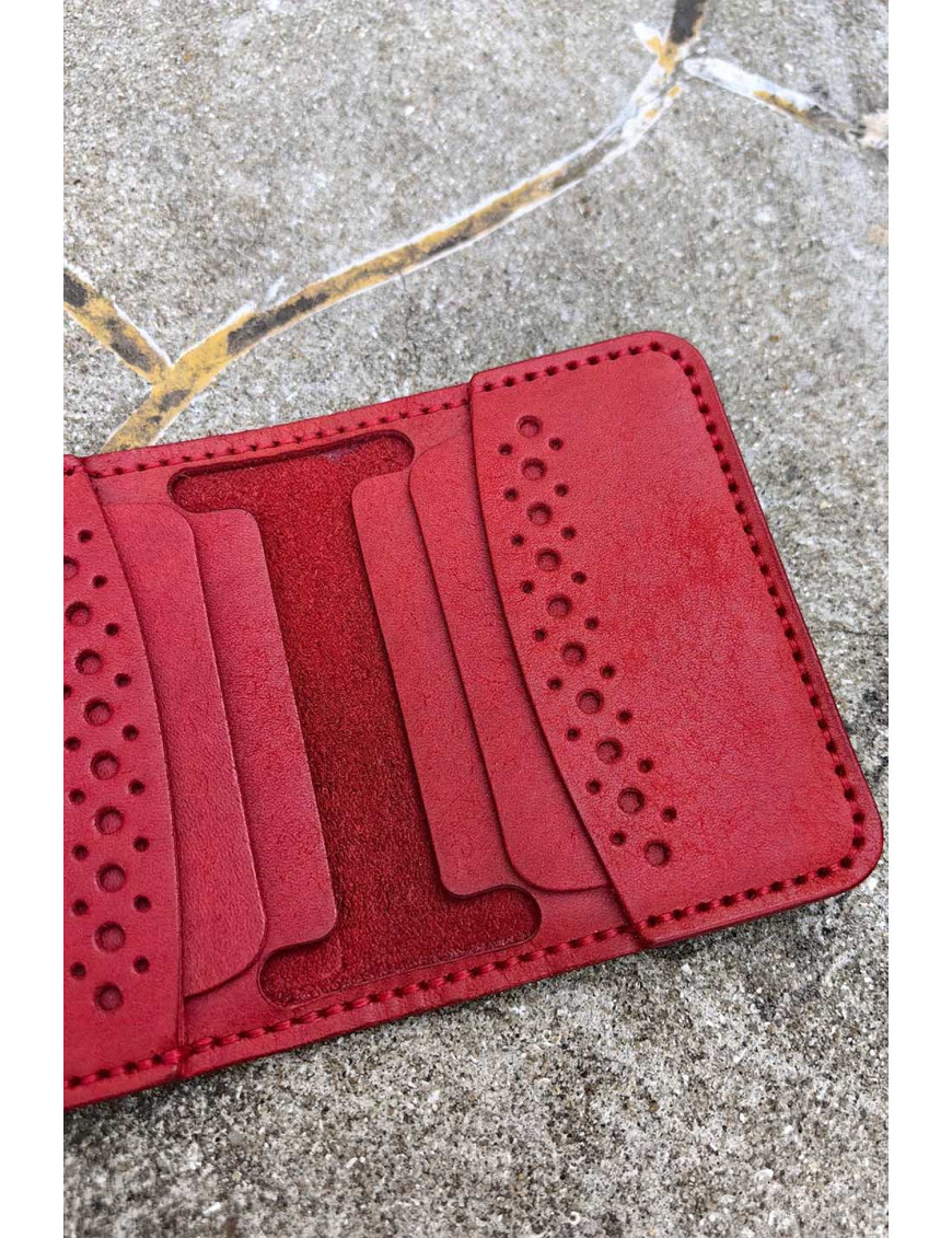 El Yapımı Kırmızı Deri Cüzdan | Minimal Hakiki Deri Unisex Cüzdanı