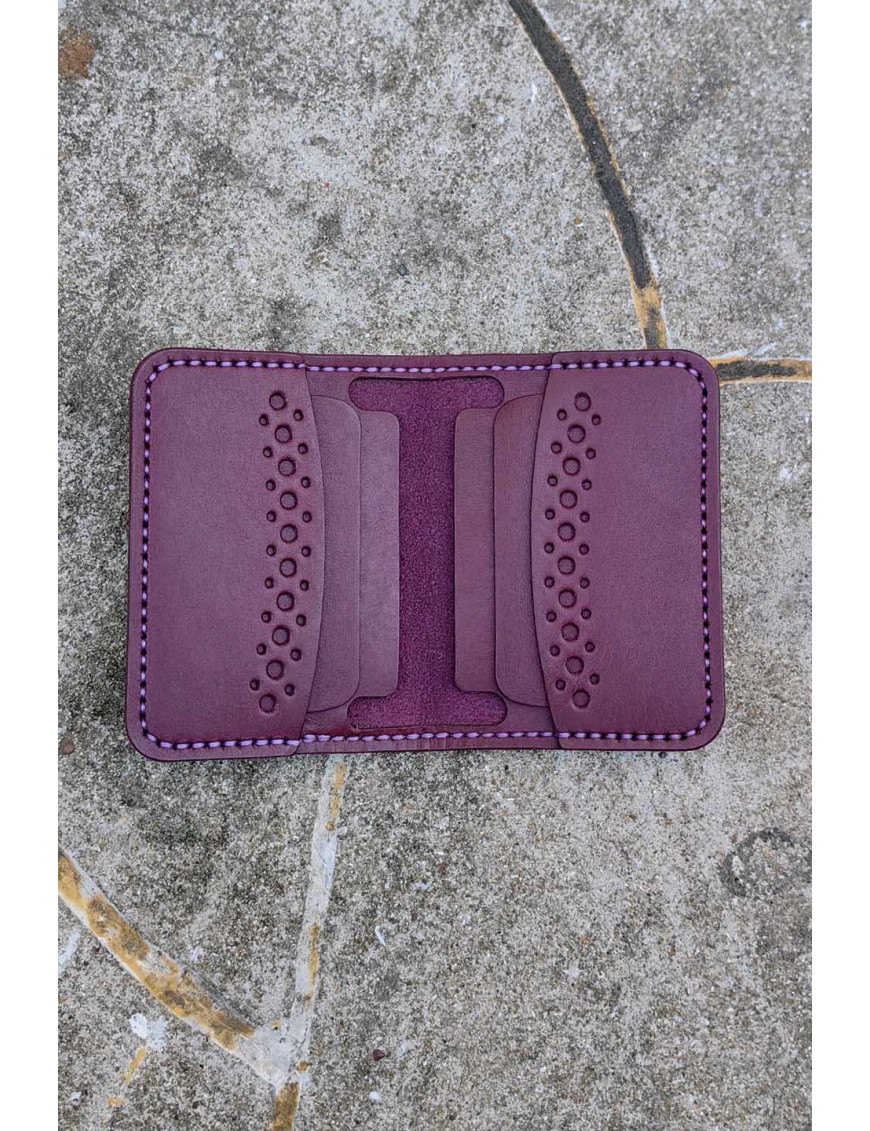 El Yapımı Mor Deri Cüzdan | Minimal Hakiki Deri Unisex Cüzdanı