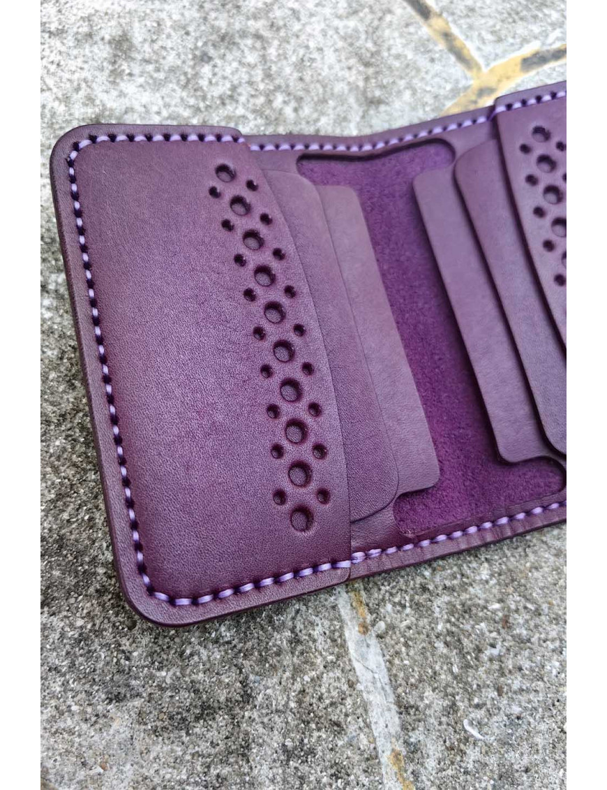 El Yapımı Mor Deri Cüzdan | Minimal Hakiki Deri Unisex Cüzdanı