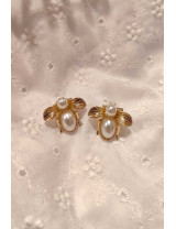 Arı Figürlü İnci Küpe | Gold Vintage İncili Küpe Modelleri