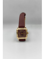 Bordo Deri Altın Kare Kadın Kol Saati | Lüks ve Sofistike Tasarım