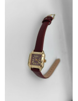 Bordo Deri Altın Kare Kadın Kol Saati | Lüks ve Sofistike Tasarım