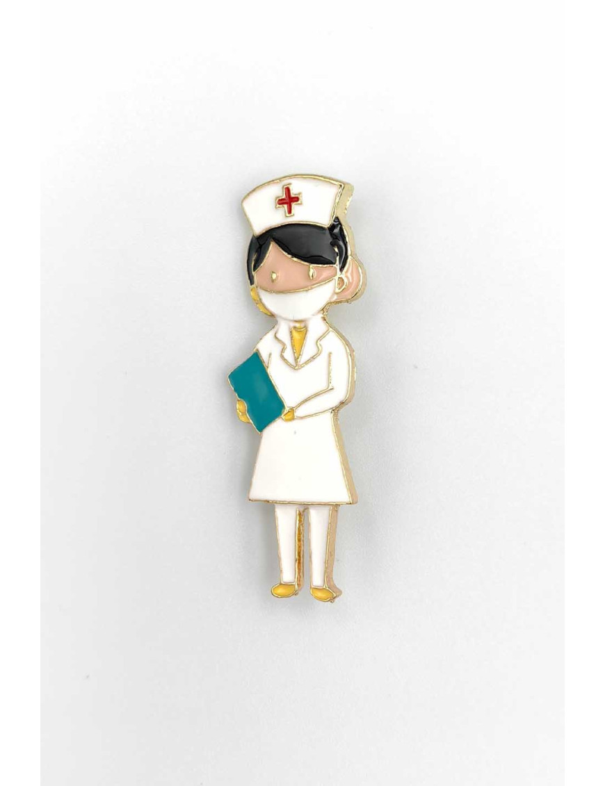 Maskeli Hemşire Broşu | Beyaz Önlük Mine Rozet | Covid Temalı Sağlık Aksesuarı | Doktor Rozeti