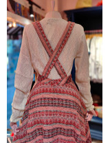 Etnik Desenli Askılı Uzun Etek