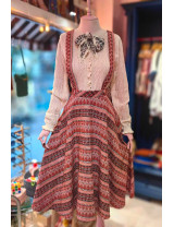 Etnik Desenli Askılı Uzun Etek