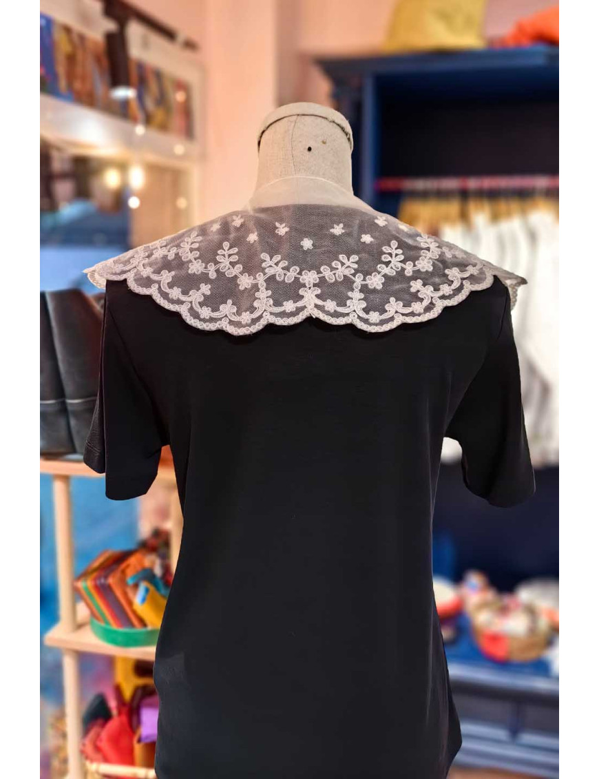 Tül İşlemeli Takma Yakalık Fisto | Peter Pan Yakalık Detayı | Aksesuar