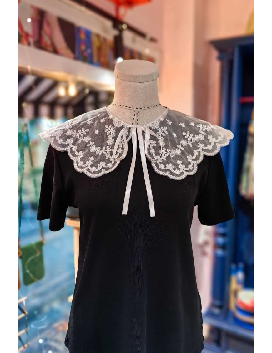 Tül İşlemeli Takma Yakalık Fisto | Peter Pan Yakalık Detayı | Aksesuar