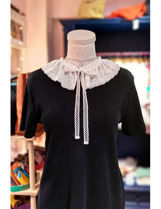 Fırfırlı İnce Dantel Takma Yakalık | Tığ İşi Beyaz Yakalık Aksesuarı