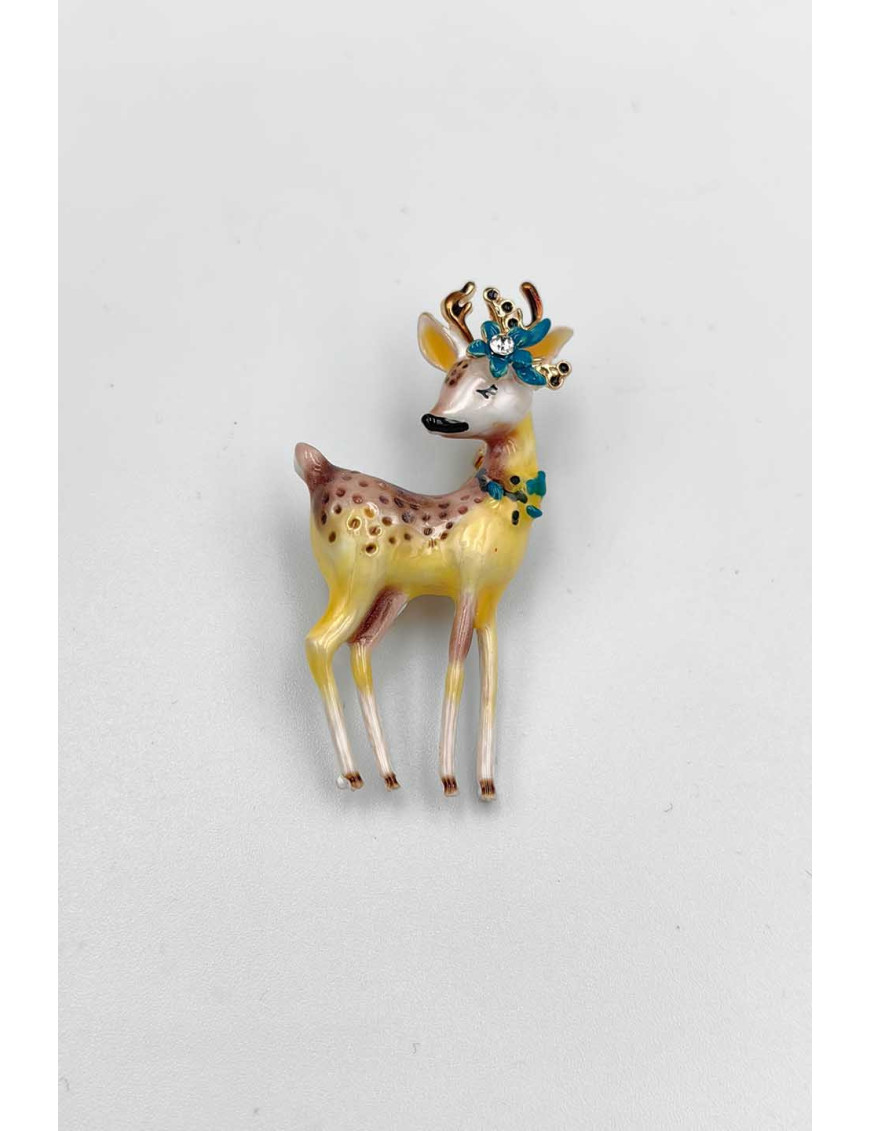 Zarif Emaye Geyik Broş - Kristal Taşlı Tasarım Takı | [Craft and Boutique]