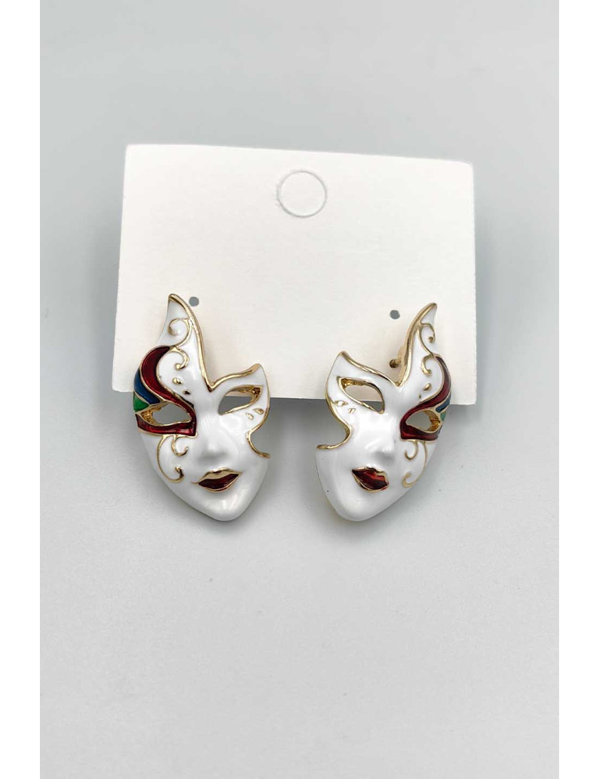 Venedik Maske Tasarım Emaye Küpe - Sanatsal ve Şık Takı | [Craft and Boutique]