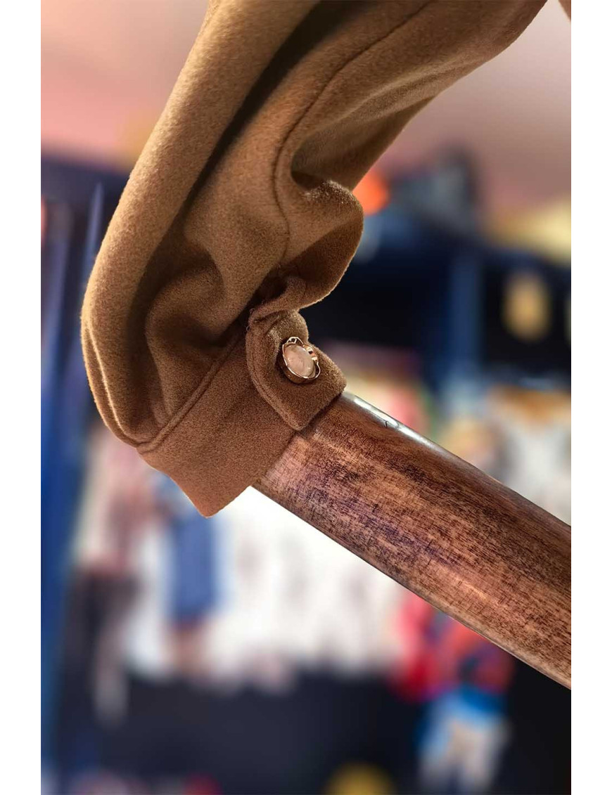 Etnik Desenli Kalp Yaka Camel Elbise | Özel Tasarım Butik