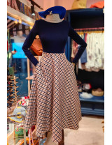 Kareli Kloş Midi Etek | Yüksek Bel Ekose Tasarım | [Craft and Boutique Handmade]