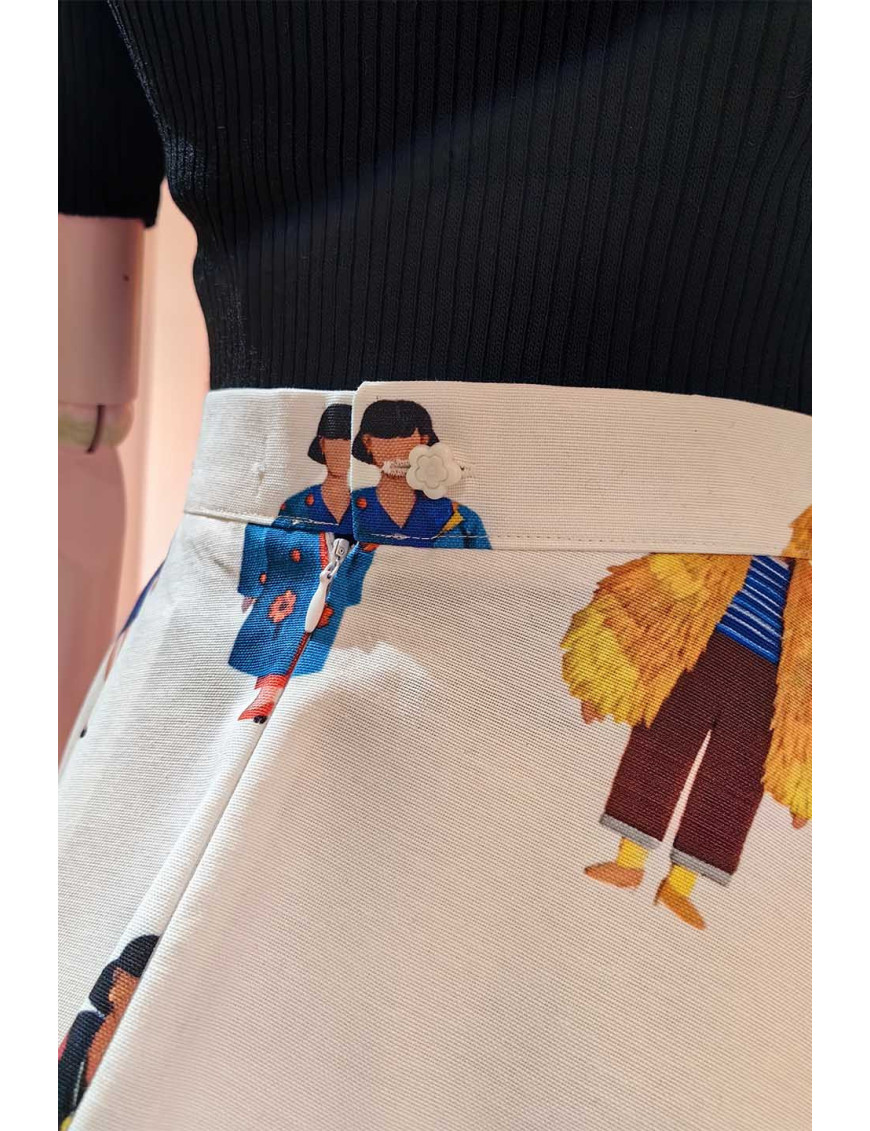 İllüstrasyon Desenli Tasarım Kloş Etek | [craft and boutique]