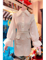 Romantik Dantelli Fırfırlı Yaka Beyaz Bluz - Balon Kollu Şık Kadın Giyim