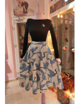 Turna Desenli Retro Kloş Etek - Özel Dikim Vintage Modeller | [craft and boutique]