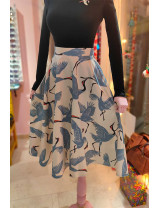 Turna Desenli Retro Kloş Etek - Özel Dikim Vintage Modeller | [craft and boutique]