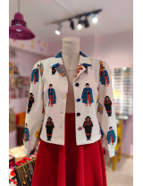 Özel Tasarım İllüstrasyon Desenli Kadın Ceket | [Craft and Boutique]