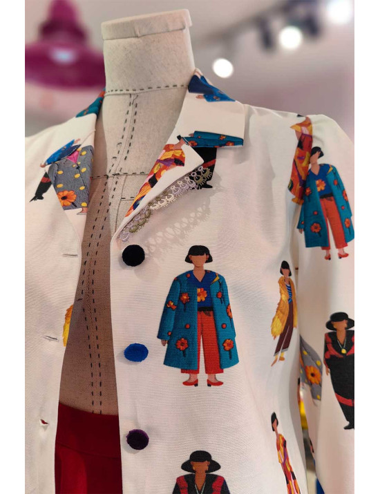 Özel Tasarım İllüstrasyon Desenli Kadın Ceket | [Craft and Boutique]