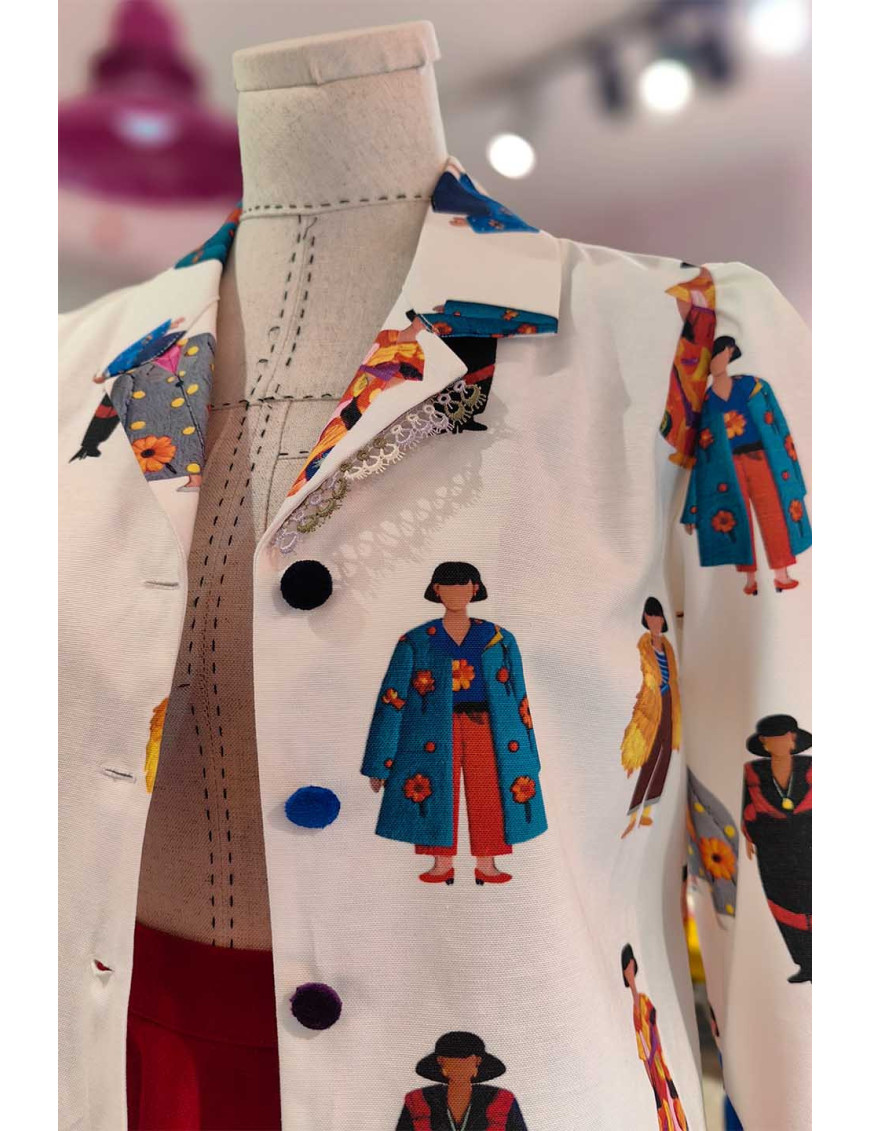 Özel Tasarım İllüstrasyon Desenli Kadın Ceket | [Craft and Boutique]