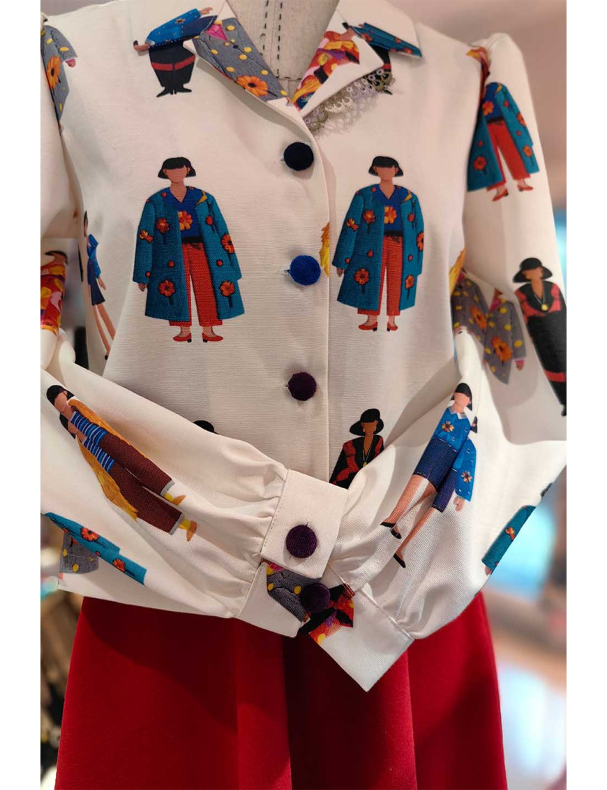 Özel Tasarım İllüstrasyon Desenli Kadın Ceket | [Craft and Boutique]