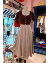 İnci Düğmeli Dantelli Kadın Triko Üst - Kahverengi | [Craft and Boutique]