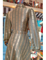 Geometrik Desenli Balon Kollu Tasarım Elbise | [Craft and Boutique]