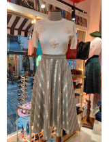 Geometrik Desenli Saten Midi Etek - Özel Tasarım | [Craft and Boutique]