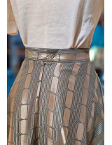 Geometrik Desenli Saten Midi Etek - Özel Tasarım | [Craft and Boutique]