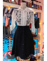 Düğme Detaylı ve Dantelli Siyah Tasarım Etek - Craft and Boutique Handmade