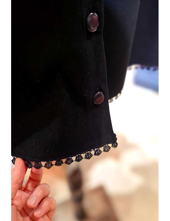 Düğme Detaylı ve Dantelli Siyah Tasarım Etek - Craft and Boutique Handmade