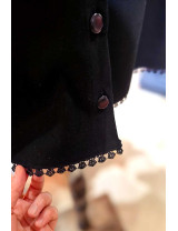 Düğme Detaylı ve Dantelli Siyah Tasarım Etek - Craft and Boutique Handmade