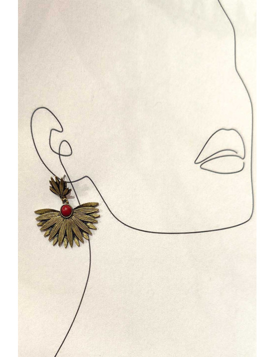 Etnik Yelpaze Tasarım Antik Bronz Küpe | Craft and Boutique Handmade