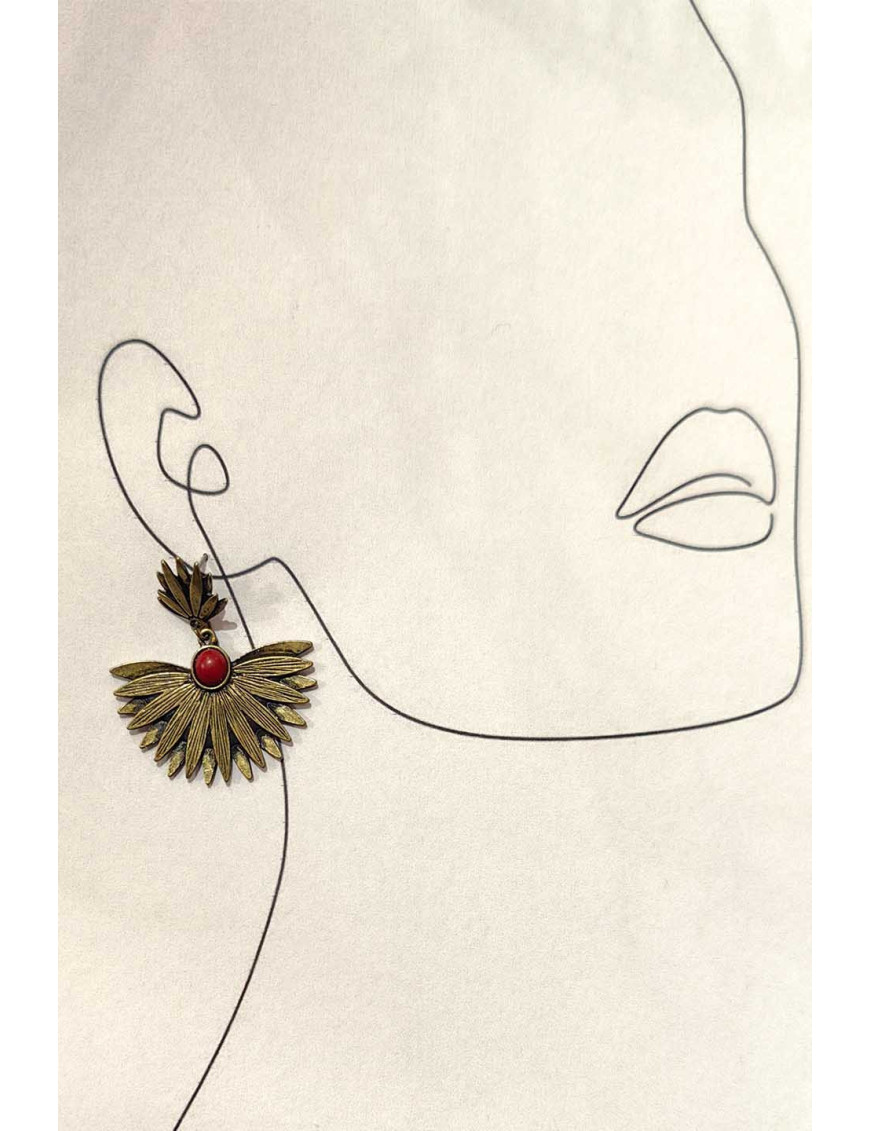 Etnik Yelpaze Tasarım Antik Bronz Küpe | Craft and Boutique Handmade