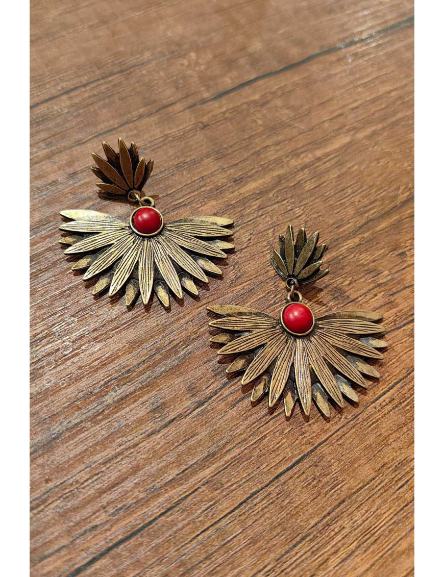 Etnik Yelpaze Tasarım Antik Bronz Küpe | Craft and Boutique Handmade