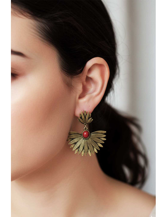 Etnik Yelpaze Tasarım Antik Bronz Küpe | Craft and Boutique Handmade