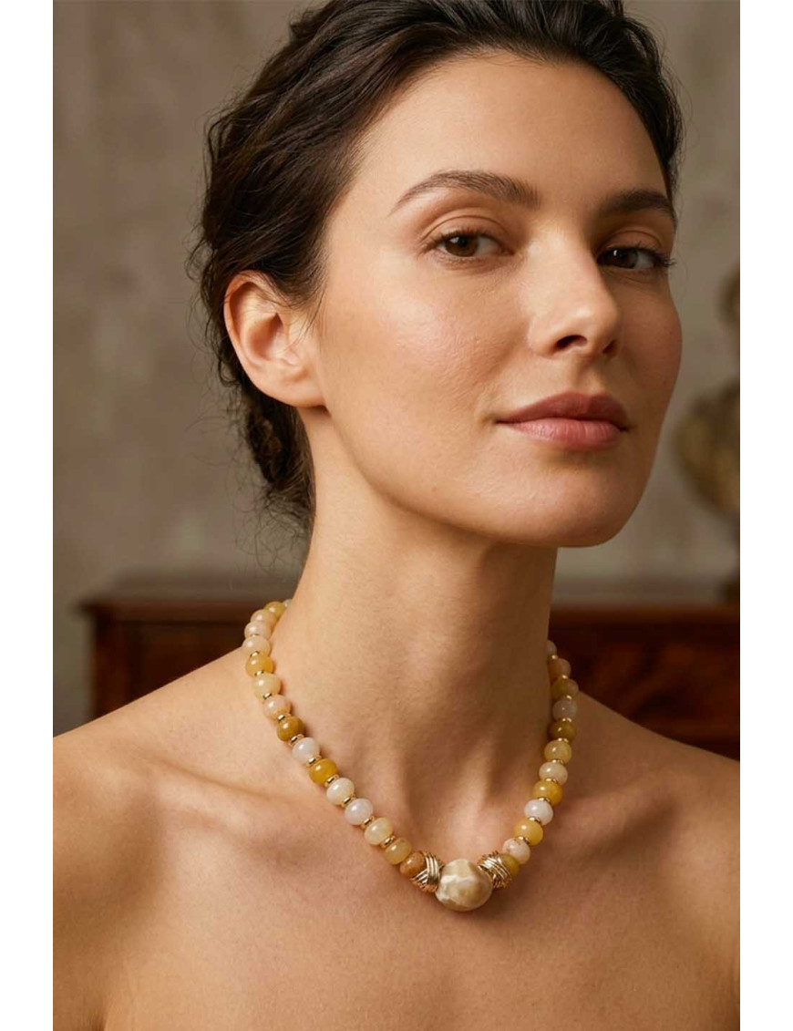 Doğal Sitrin Taşı Kolye - Bolluk ve Bereket Getiren Özel Tasarım