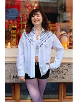 İşleme Detaylı Beyaz Kadın Gömlek