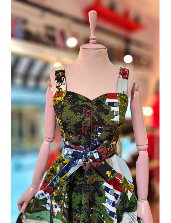 Özel Tasarım Manzara Baskılı Elbise | Craft & Boutique