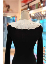 Fisto İşlemeli Beyaz Portatif Yaka - Vintage Takma Yaka Modeli