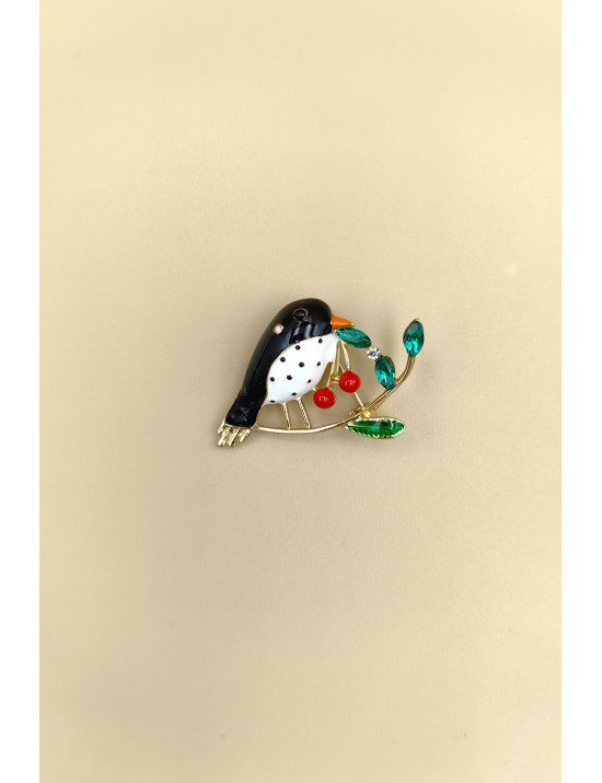 Bahar Müjdecisi: Kristal Taşlı ve Mineli Kuş Broş