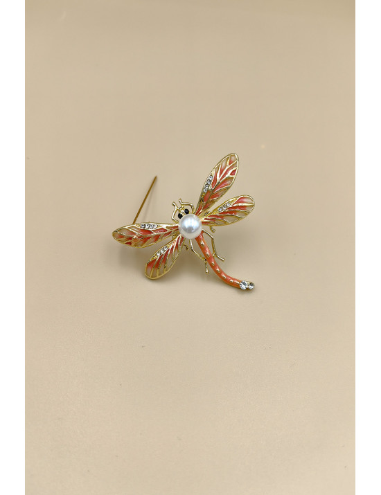 Kristal Taşlı ve İncili Özel Tasarım Yusufçuk/Broş - Aksesuar